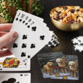 Goudendoodle Sneeuw Slede Kerst Decoratie Pokerkaarten (Insitu)
