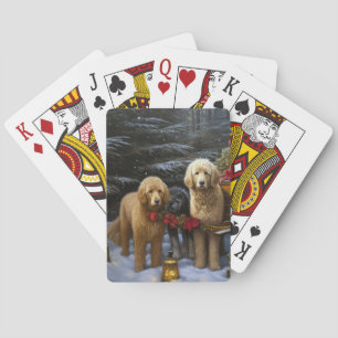 Goudendoodle Sneeuw Slede Kerst Decoratie Pokerkaarten