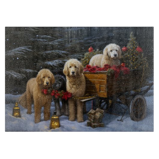 Goudendoodle Sneeuw Slede Kerst Decoratie Snijplank (Voorkant)