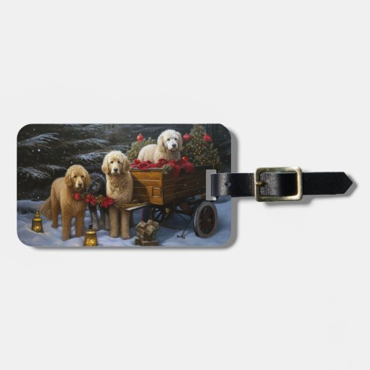 Goudendoodle Sneeuw slee Kerst Decoratie Bagagelabel (Voorkant horizontaal)