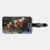 Goudendoodle Sneeuw slee Kerst Decoratie Bagagelabel (Achterkant horizontaal)