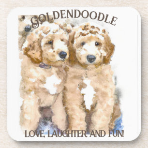Goudenretriever-hond plezier bier onderzetter