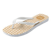 Goudenroede Gele Geruite Monogram Met Naam Teenslippers (Schuin)