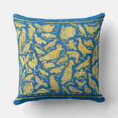 Goudexotique vogels op Blauwgroen Vintage Kussen (Achterkant)
