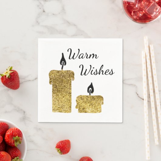 Goudfaux glitter-kaarsen kerstvakantie servet (Insitu)