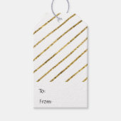 Goudfaux glitter thin diagonaal streekvakantie cadeaulabel (Voorkant)