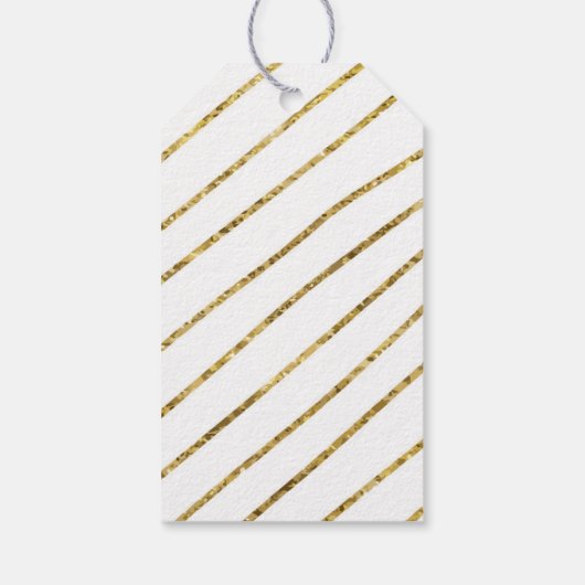 Goudfaux glitter thin diagonaal streekvakantie cadeaulabel (Achterkant)