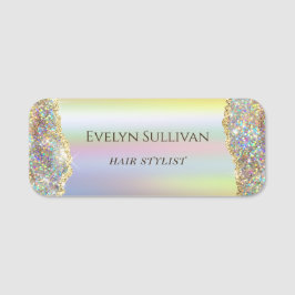 goudfaux iridescent folie glitter name tag