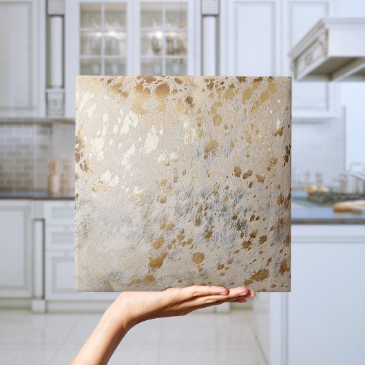 Goudfaux koeienhuid metaalglittertegels tegeltje