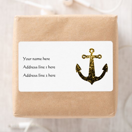 Goudfaux sparkle glitter Anchor Personaliseren Etiket (Insitu)