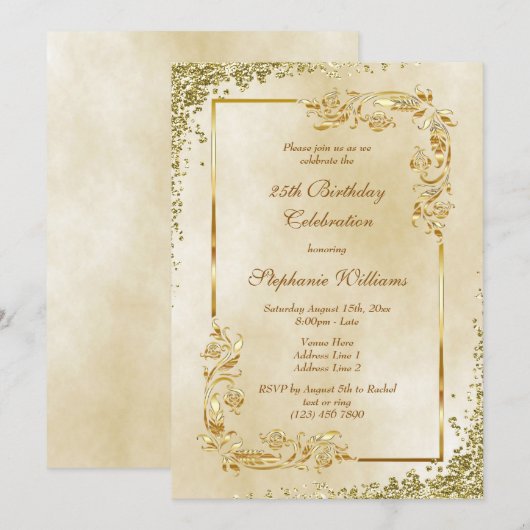 goudfeest in de stijl kaart (Voorkant / Achterkant)