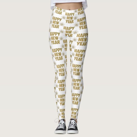 goudfijne vuurwerktuigen van het nieuwe jaar leggings (Voorkant)