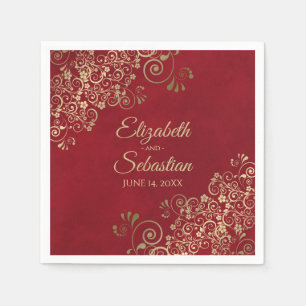 goudFiligree Elegant Marked Red Wedding Servet