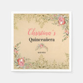  goudflora Quinceañera Birthday Servet (Voorkant)
