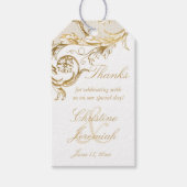  goudfloral Damask Wedding Hartelijk dank Cadeaulabel (Voorkant)