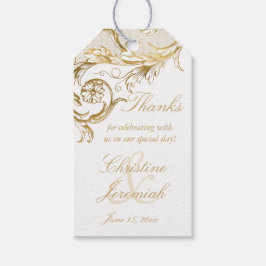  goudfloral Damask Wedding Hartelijk dank Cadeaulabel