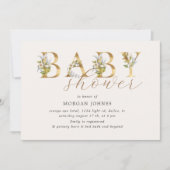 goudflorale baby showers uitnodiging (Voorkant)