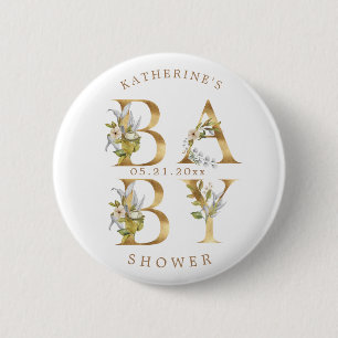 goudflorale letters baby shower monogram knop ronde button 5,7 cm