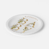 goudflorale letters baby shower monogram papier pl papieren bordje (Gekanteld)