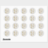 goudflorale letters baby shower monogram ronde sticker (Vel)