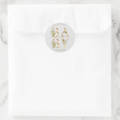 goudflorale letters baby shower monogram ronde sticker (Tas)