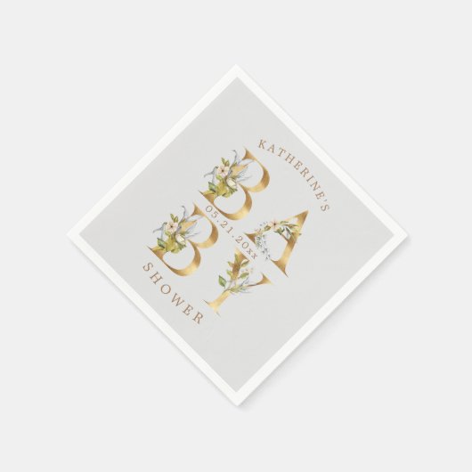 goudflorale letters baby shower monogram servet (Hoek)