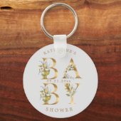 goudflorale letters baby shower monogram sleutelhanger (Voorkant)