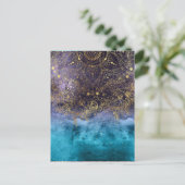 Goudflorale mandala en confetti afbeelding briefkaart (Staand voorkant)