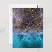 Goudflorale mandala en confetti afbeelding briefkaart (Voorkant / Achterkant)