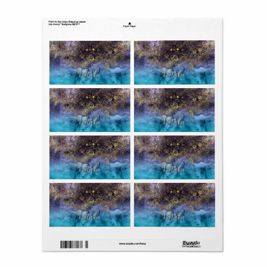 Goudflorale mandala en confetti afbeelding etiket (Full Sheet)