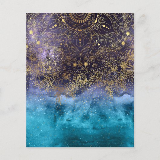 Goudflorale mandala en confetti afbeelding flyer (Voorkant)