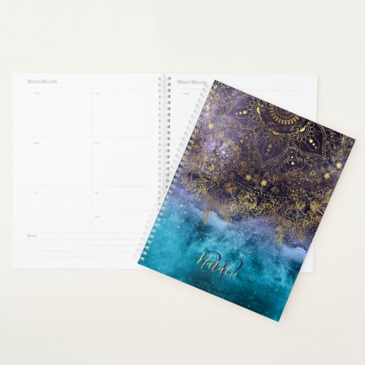 Goudflorale mandala en confetti afbeelding planner (Display)