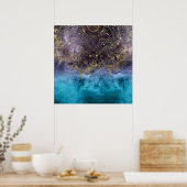 Goudflorale mandala en confetti afbeelding poster (Keuken)