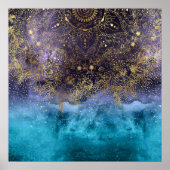 Goudflorale mandala en confetti afbeelding poster (Voorkant)