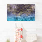 Goudflorale mandala en confetti afbeelding spandoek (Insitu)