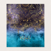 Goudflorale mandala en confetti afbeelding visitekaartje (Buitenkant ongevouwen)