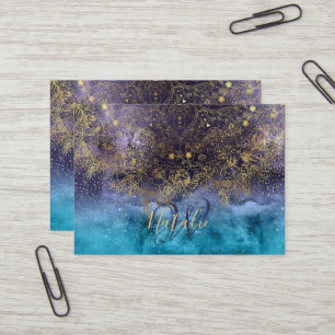 Goudflorale mandala en confetti afbeelding visitekaartje