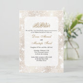 goudflorale moslimtrouwuitnodiging kaart (Staand voorkant)