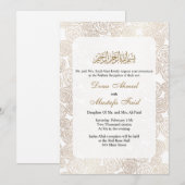 goudflorale moslimtrouwuitnodiging kaart (Voorkant / Achterkant)