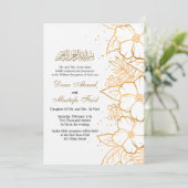 goudflorale moslimtrouwuitnodiging kaart (Staand voorkant)