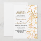 goudflorale moslimtrouwuitnodiging kaart (Voorkant / Achterkant)