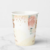 goudfloralen van het roos van Quinceanera glitter  Papieren Bekers (Links)