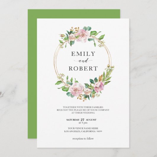 Goudflorons, behalve de datum save the date (Voorkant / Achterkant)