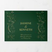 goudflorzen zwemmen op donkergroen huwelijk drieluik uitnodiging (Cover)