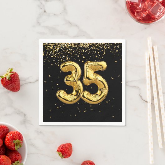 Goudfolie 35 ballonnen en Confetti servetten (Insitu)