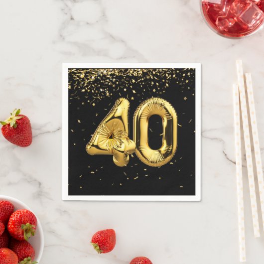 Goudfolie 40 ballonnen en Confetti servetten (Insitu)