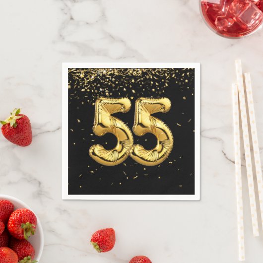 Goudfolie 55 ballonnen en Confetti servetten (Insitu)