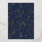 Goudfolie 5 Fotofamilie Collage Blue Vakantie Kaar Folie Uitnodiging (Achterkant)