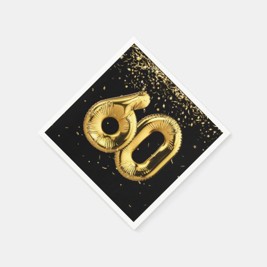 Goudfolie 60 ballonnen en Confetti servetten (Hoek)