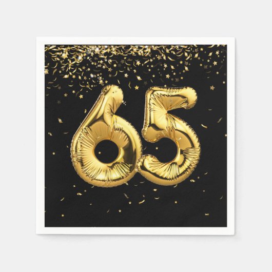 Goudfolie 65 ballonnen en Confetti servetten (Voorkant)